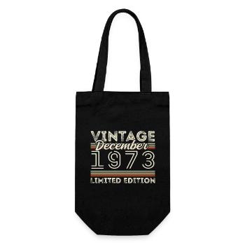 Jahrgang Dezember 1973 - 52. Jubiläum Dezember - Geschenkbeutel für Flaschen - Schwarz - Vorne