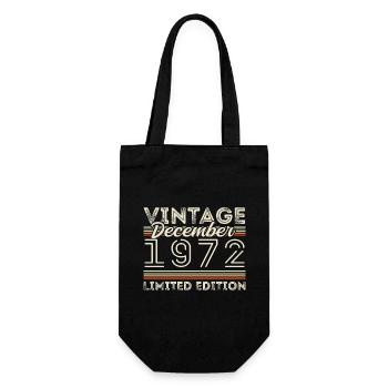 Jahrgang Dezember 1972 - 53. Jubiläum Dezember - Geschenkbeutel für Flaschen - Schwarz - Vorne