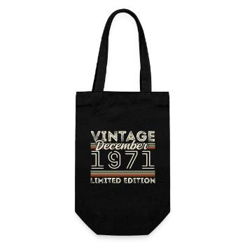 Vintage December 1971 - 54th Anniversary December - Gift Bag for Bottles - black - Front