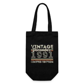 Vintage December 1991 - 34th Anniversary December - Gift Bag for Bottles - black - Front