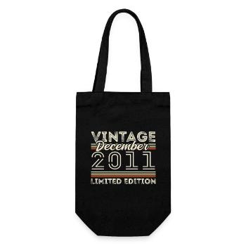 Vintage December 2011 - 14th Anniversary December - Gift Bag for Bottles - black - Front