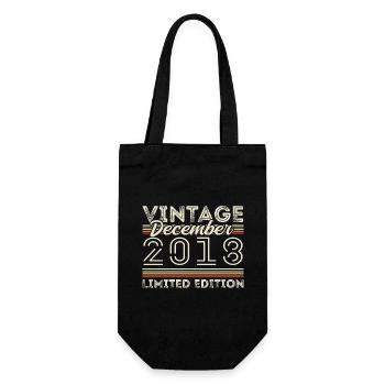Vintage December 2018 - 7th Anniversary December - Gift Bag for Bottles - black - Front