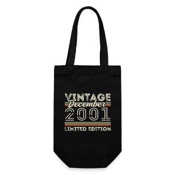 Vintage December 2001 - 24th Anniversary December - Gift Bag for Bottles - black - Front