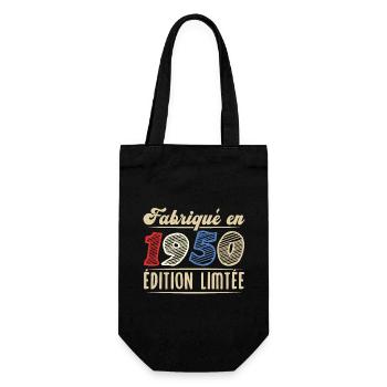 Fabriqué en 1950, Vintage cadeau d'anniversaire - Sac à bouteille - noir - Devant