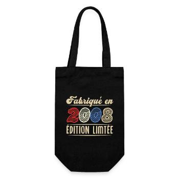 Fabriqué en 2008, Vintage cadeau d'anniversaire - Sac à bouteille - noir - Devant
