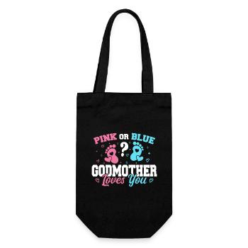 Pink Or Blue Godmother Loves You - Godmother - Gift Bag for Bottles - black - Front