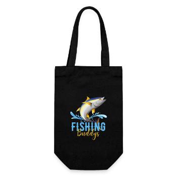 Anglerfreunde / Angelsport Freunde - Geschenkbeutel für Flaschen - Schwarz - Vorne