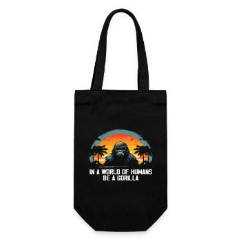 In einer Welt der Menschen Sei ein Gorilla Gorillas Gorillas - Geschenkbeutel für Flaschen - Schwarz - Vorne