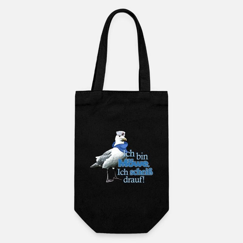 Lustige Möwe mit Spruch - Scheiß drauf! - Geschenkbeutel für Flaschen - Schwarz