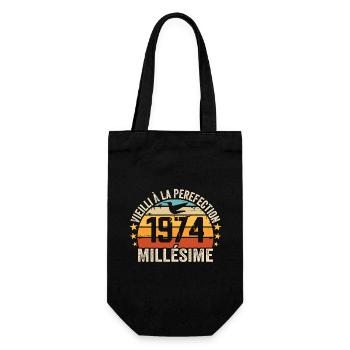 Vintage 1974 Retro 1974 Birthday Gift - Gift Bag for Bottles - black - Front