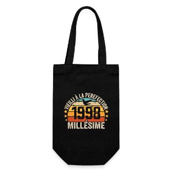 Jahrgang 1998 Retro Geburtstagsgeschenk 1998 - Geschenkbeutel für Flaschen - Schwarz - Vorne