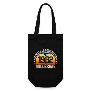 Jahrgang 1982 Retro 1982 Geburtstagsgeschenk - Geschenkbeutel für Flaschen - Schwarz - Vorne
