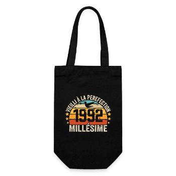 Vintage 1992 Retro Birthday Gift 1992 - Gift Bag for Bottles - black - Front