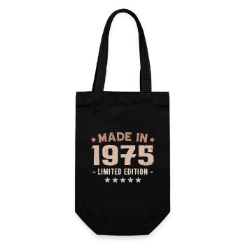 Hergestellt im Jahr 1975 Jahrgang 1975 Jubiläumsgeschenk - Geschenkbeutel für Flaschen - Schwarz - Vorne