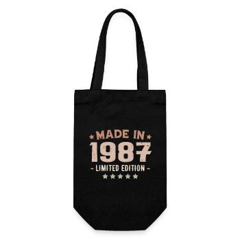 Hergestellt 1987 Geburtstagsgeschenk 1987 Jahrgang 1987 - Geschenkbeutel für Flaschen - Schwarz - Vorne