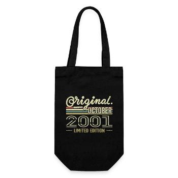 Born October 2001 Retro Birthday October 2001 - Gift Bag for Bottles - black - Front