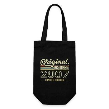 Born in October 2007 Retro Birthday October 2007 - Gift Bag for Bottles - black - Front