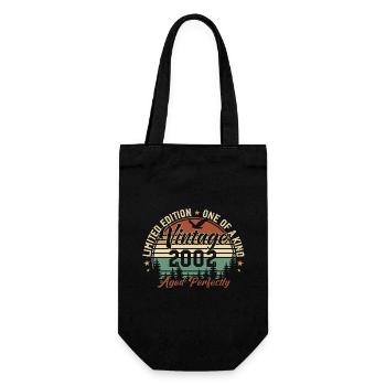 Jahrgang 2002 Retro 2002 Geburtstagsgeschenk 2002 - Geschenkbeutel für Flaschen - Schwarz - Vorne