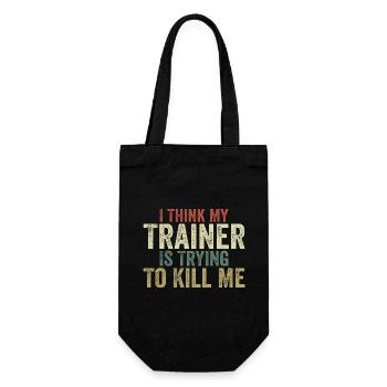 Ich glaube, mein Trainer versucht, mich umzubringen - Geschenkbeutel für Flaschen - Schwarz - Vorne