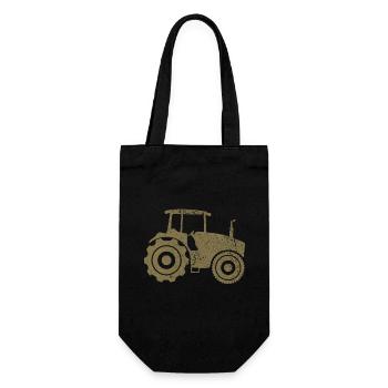 Tractor Silhouette Farmer Grunge Design - Gift Bag for Bottles - black - Front
