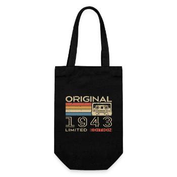 1943 Retro 1943 Birthday Gift - Vintage 1943 - Gift Bag for Bottles - black - Front