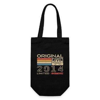 Retro 2014 Jubiläumsgeschenk 2014 - Jahrgang 2014 - Geschenkbeutel für Flaschen - Schwarz - Vorne