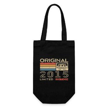 Retro 2015 Jubiläumsgeschenk 2015 - Jahrgang 2015 - Geschenkbeutel für Flaschen - Schwarz - Vorne