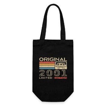 2001 Retro 2001 Geburtstagsgeschenk - Jahrgang 2001 - Geschenkbeutel für Flaschen - Schwarz - Vorne