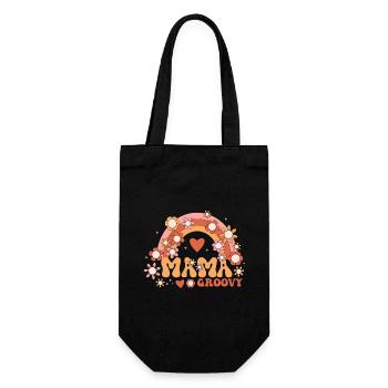 Retro Groovy Mama Familie Geburtstag 60er 70er Jahre Hippie - Geschenkbeutel für Flaschen - Schwarz - Vorne