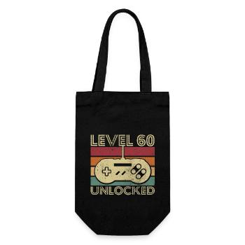 Level 60 freigeschaltet Geburtstagsgeschenk 60 Jahre - Geschenkbeutel für Flaschen - Schwarz - Vorne