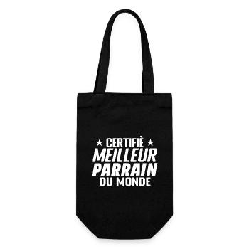 Certifié Meilleur Parrain - Cadeau Parrain - Sac à bouteille - noir - Devant