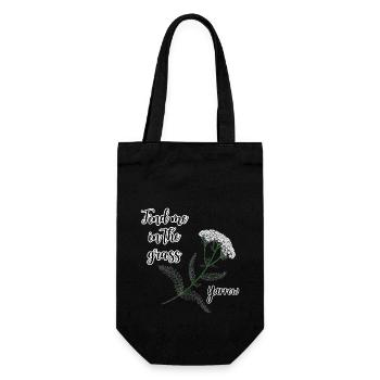 Finde mich im Gras... Schafgarbe - Geschenkbeutel für Flaschen - Schwarz - Vorne