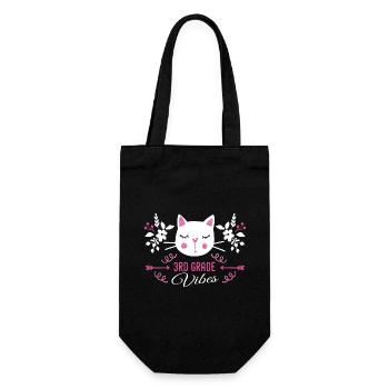 3. Klasse | Grade Vibes Zurück zur Schule Süße Katze - Geschenkbeutel für Flaschen - Schwarz - Vorne