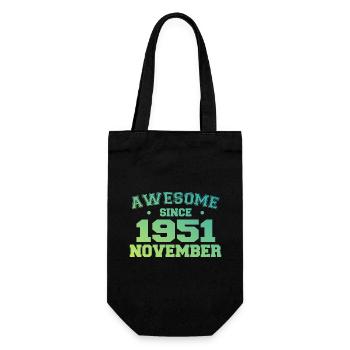 Born November 1951 Birthday Gift November 1951 - Gift Bag for Bottles - black - Front