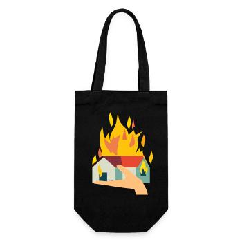 Brennendes Haus Feuer Feuerwehr - Geschenkbeutel für Flaschen - Schwarz - Vorne