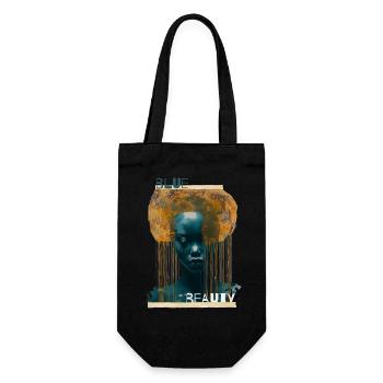 Blue Beauty | Moderne Kunst | Schöne Frau in Blau - Geschenkbeutel für Flaschen - Schwarz - Vorne