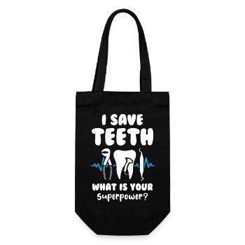 I save teeth What is your superpower Dentist - Gift Bag for Bottles - black - Front