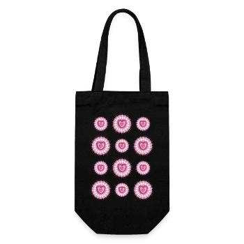 Sternchen mit vielen rosa Herzen für jede Party. - Geschenkbeutel für Flaschen - Schwarz - Vorne