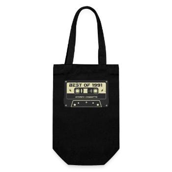 Cassette rétro 1991 millésime 1991 anniversaire 1991 - Sac à bouteille - noir - Devant