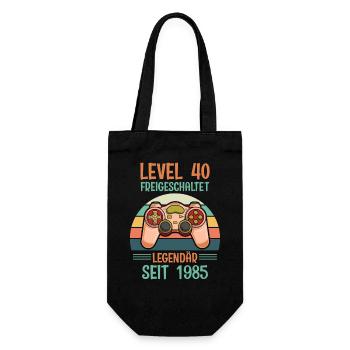 Level 40 Unlocked Legendary since 1985 - Gift Bag for Bottles - black - Front
