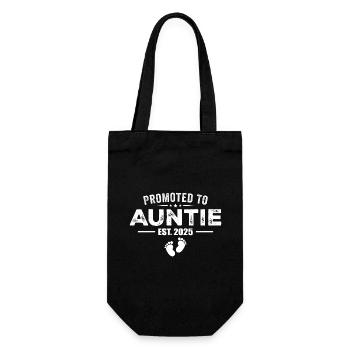 Promoted To Auntie 2025 Funny For New Auntie - Gift Bag for Bottles - black - Front