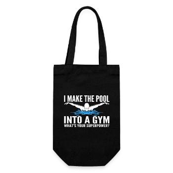 Ich mache den Pool zu einem Fitnessstudio - Lustig - Geschenkbeutel für Flaschen - Schwarz - Vorne