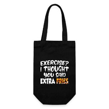 Excercise i thought you said extra fries - Gift Bag for Bottles - black - Front