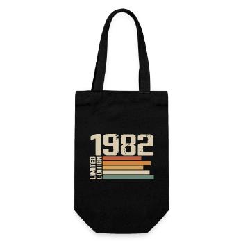 1982 Vintage - Retro 1982 Birthday Gift 1982 - Gift Bag for Bottles - black - Front