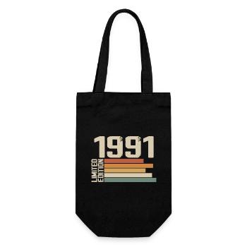 1991 Vintage - Retro 1991 Birthday Gift 1991 - Gift Bag for Bottles - black - Front
