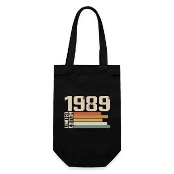 1989 Vintage - Retro 1989 Birthday Gift 1989 - Gift Bag for Bottles - black - Front