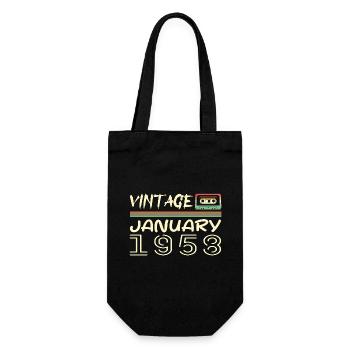 Jahrgang Januar 1958 - Geburtstag Januar 1958 - Geschenkbeutel für Flaschen - Schwarz - Vorne