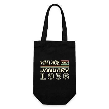Jahrgang Januar 1956 - Geburtstag Januar 1956 - Geschenkbeutel für Flaschen - Schwarz - Vorne