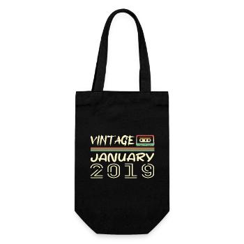 Vintage January 2019 - Anniversary January 2019 - Gift Bag for Bottles - black - Front