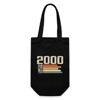2000 Vintage - Retro 2000 Birthday Gift 2000 - Gift Bag for Bottles - black - Front